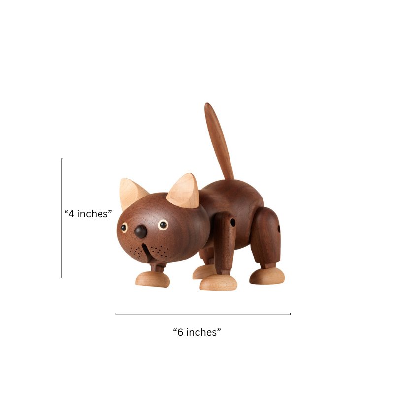 Wooden Cat Figurine Ornament - Gift From Here