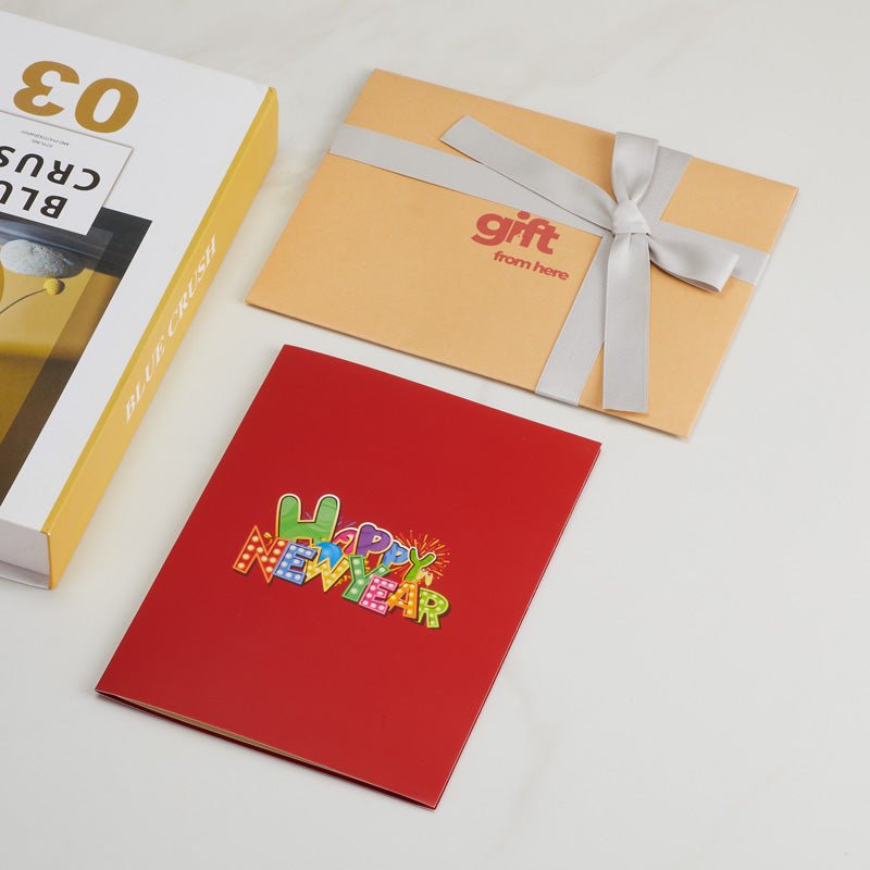 3D Pop-Up Happy New Year Greeting Card with Premium Gift Box