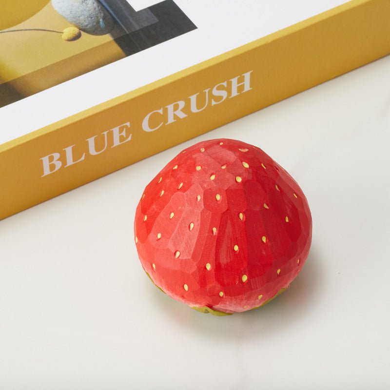 Handcrafted Wooden Strawberry Figurine top view
