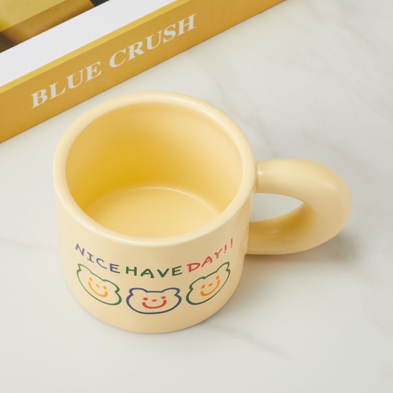 Top view of cute bear faces mug showing the interior