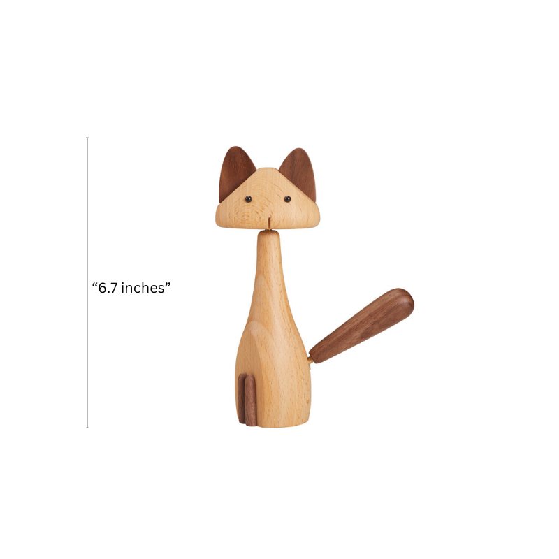 Wooden Cat Figurine - Gift From Here
