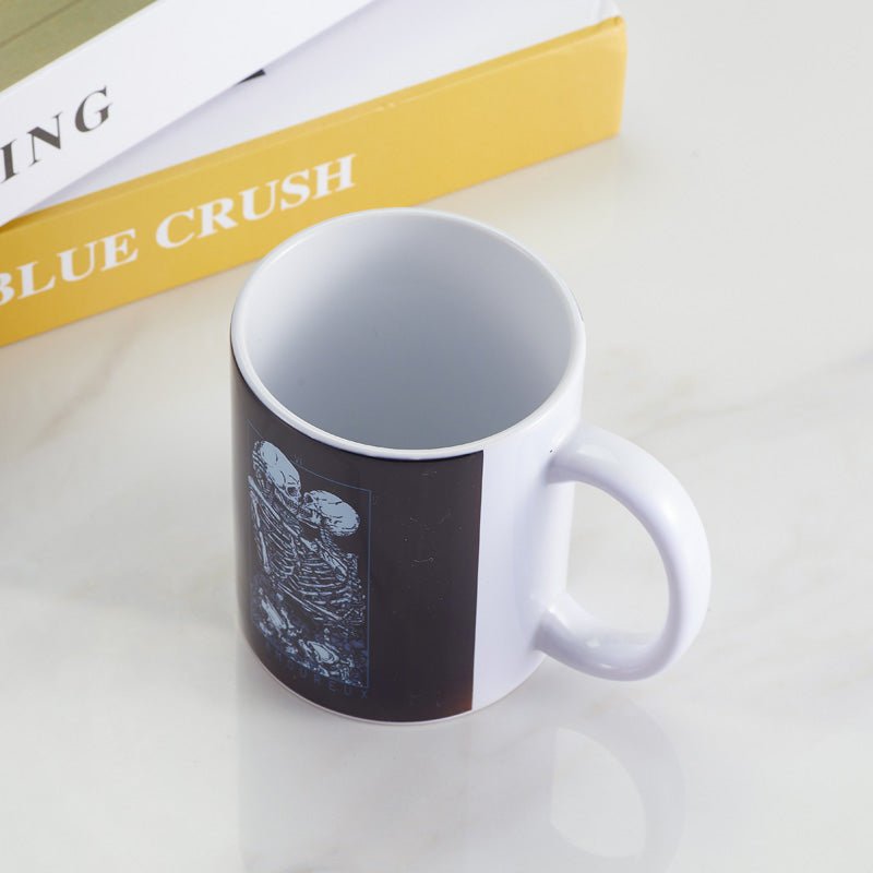 Skull Lover Kissing Ceramic Coffee Mug top view