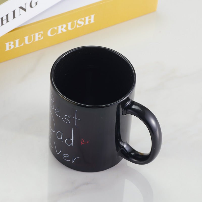 Best Dad Ever Ceramic Black Color Coffee Mug top view