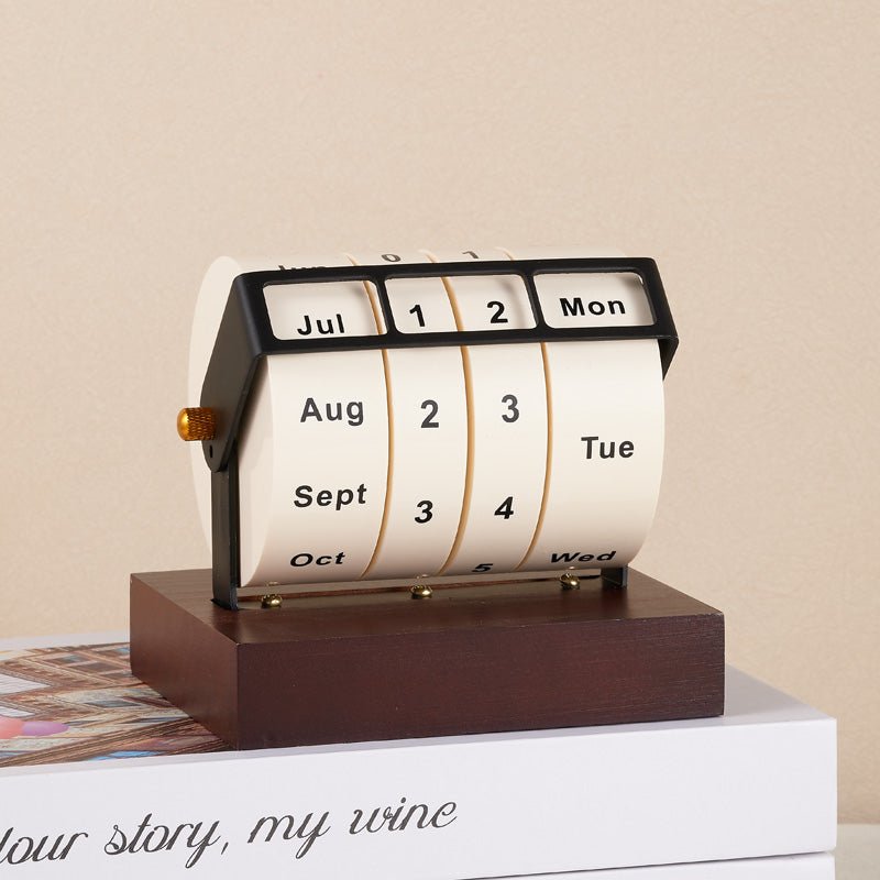 Wooden Rotating Perpetual Calendar Desk Ornament - Gift From Here