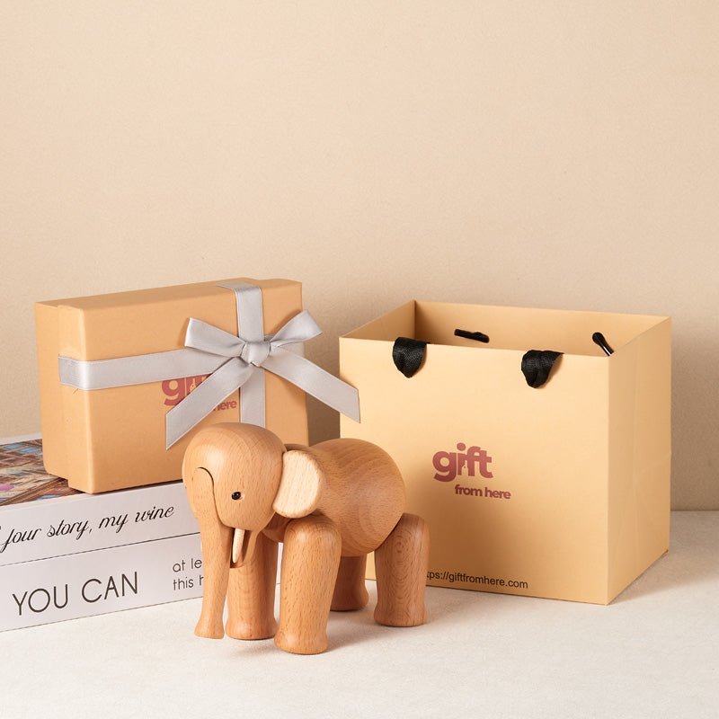 Wooden Elephant Figurine Ornament - Gift From Here