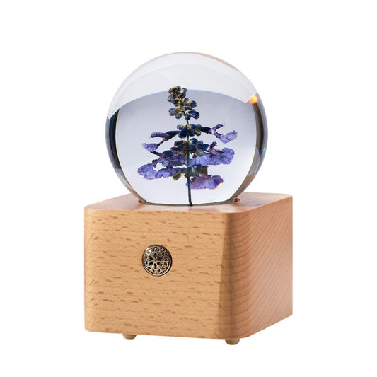 Purple Lavender Crystal Ball Wooden Music Box - Gift From Here