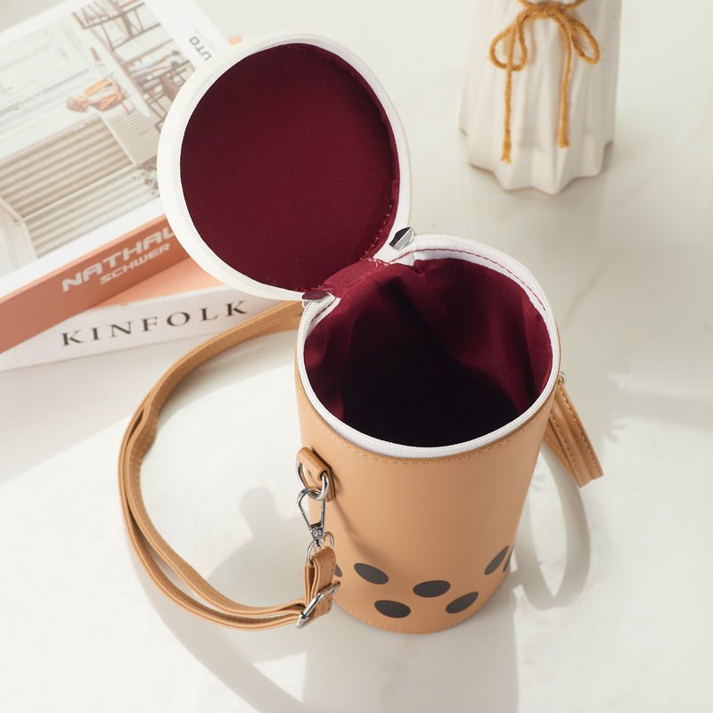 Cute Bubble Milk Tea Cup Shoulder Bag top view