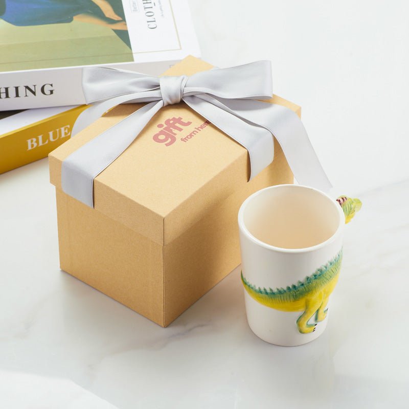 Dinosaur Ceramic White Color Coffee Mug gift box packaging 