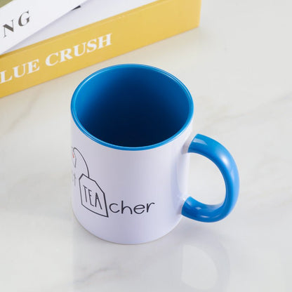 Best TEAcher Ceramic White Coffee Mug top view