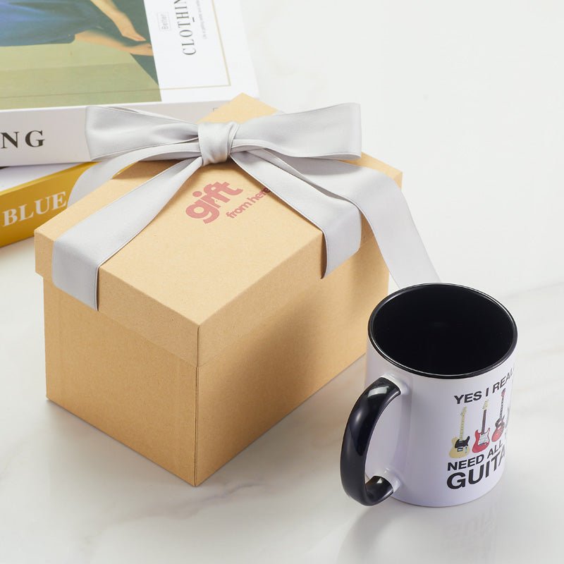Yes I Really Do Need All These Guitars Ceramic Coffee Mug gift set packaging