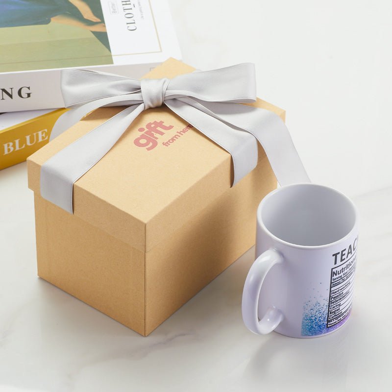 Funny Teacher Nutritional Facts Ceramic Coffee Mug for Men gift box packaging