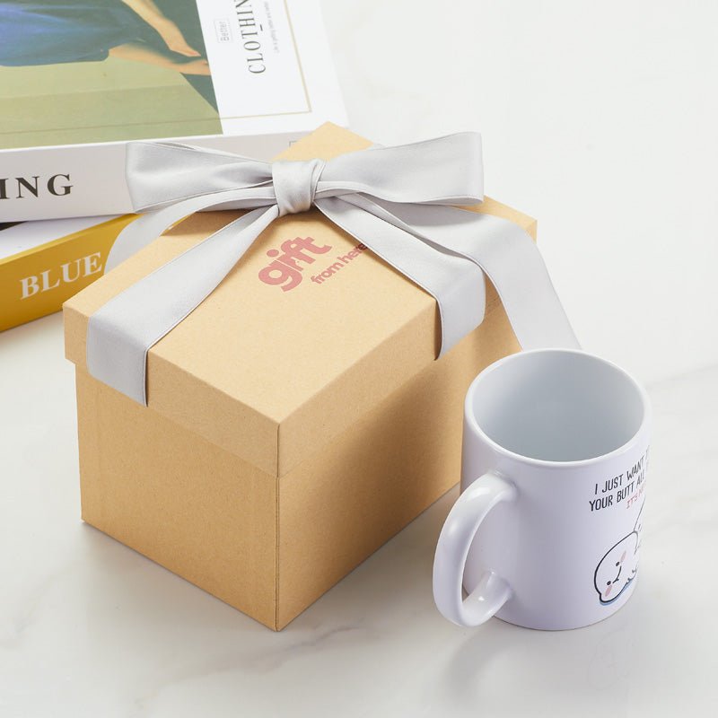 "I Want to Touch Your Butt" Funny White Ceramic Coffee Mug gift packaging