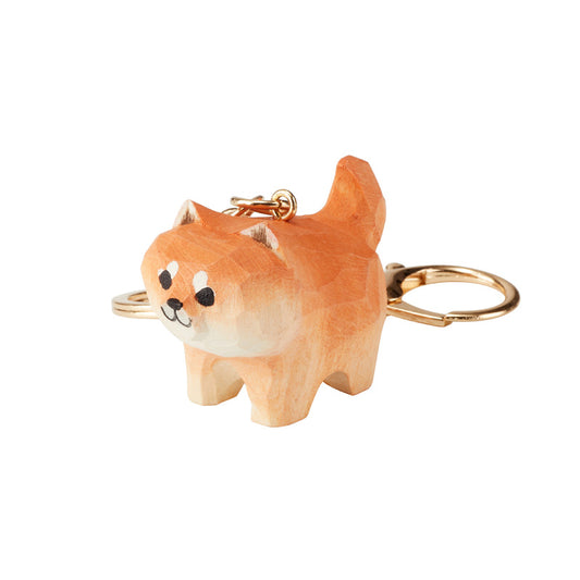 Wooden Adorable Dog Keychain
