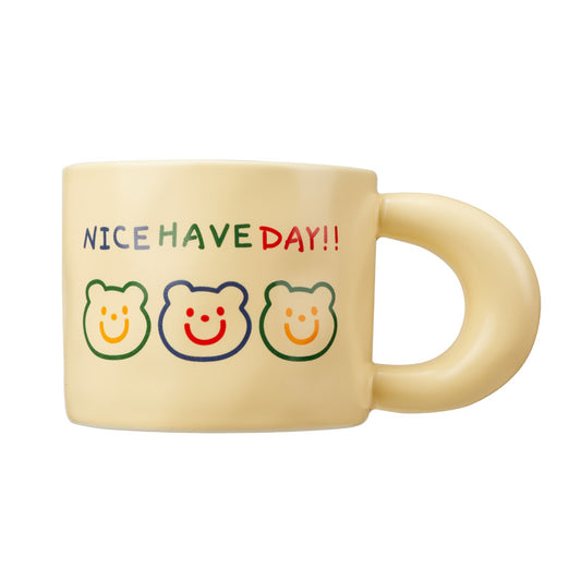 "NICE HAVE DAY" Cute Bears Smile Face Coffee Mug