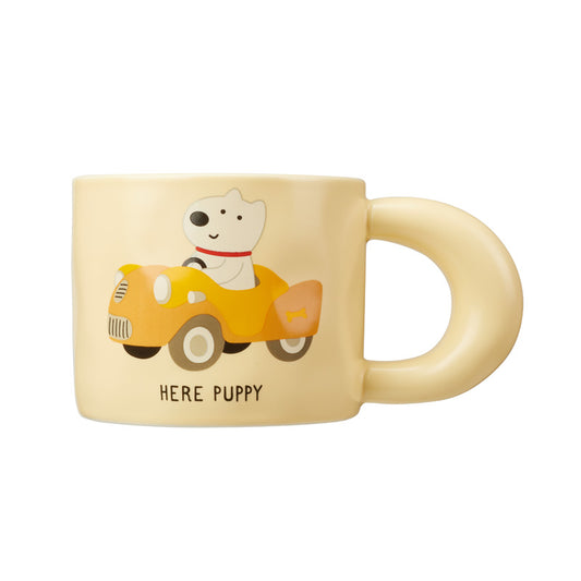 "HERE PUPPY" Adorable Yellow Color Ceramic Coffee Mug