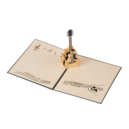 3D Pop-Up Guitar Greeting Card Open View