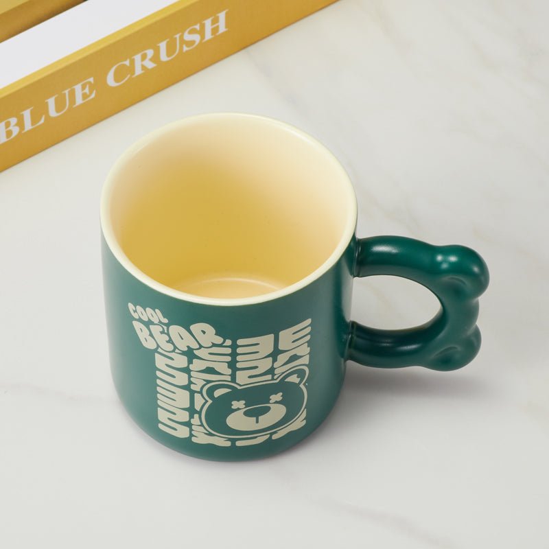 Top view of green cool bear mug showing the interior