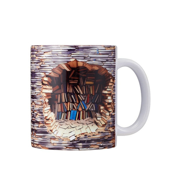 Unique 3D Book Cave Photo Coffee Mug