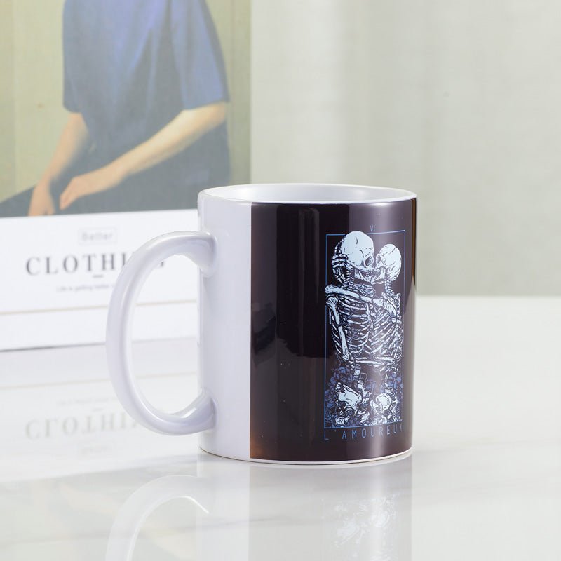 Skull Lover Kissing Ceramic Coffee Mug side view
