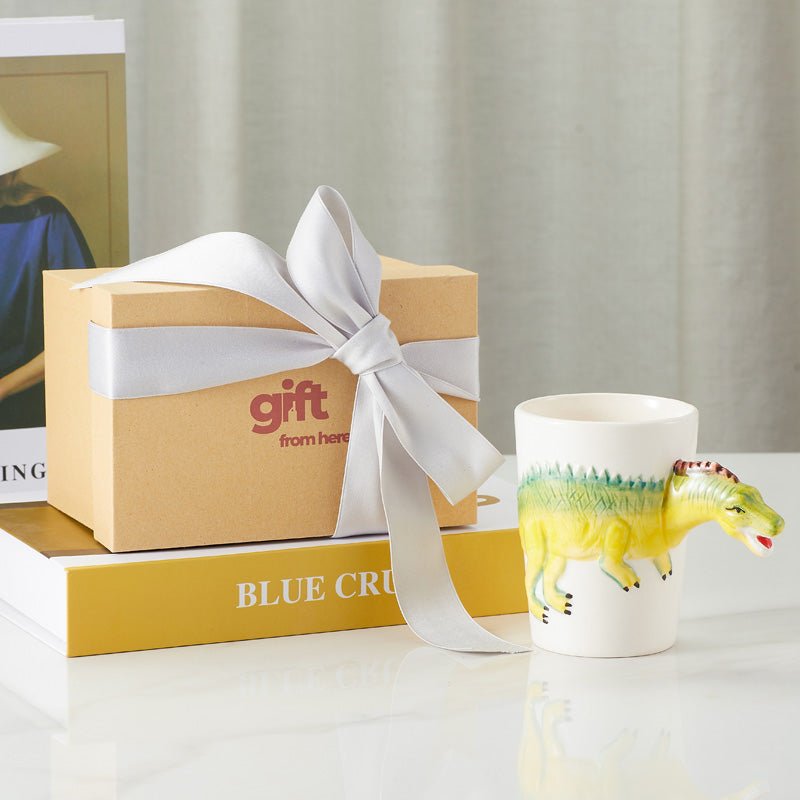 Dinosaur Ceramic White Color Coffee Mug Gift Set
