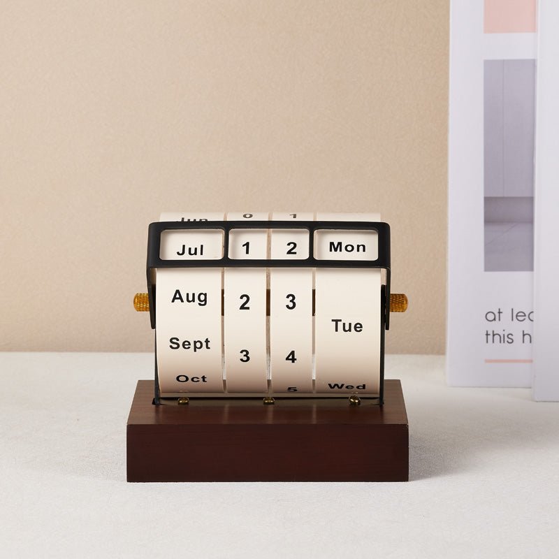 Wooden Rotating Perpetual Calendar Desk Ornament - Gift From Here