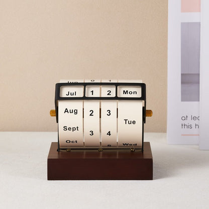 Wooden Rotating Perpetual Calendar Desk Ornament - Gift From Here
