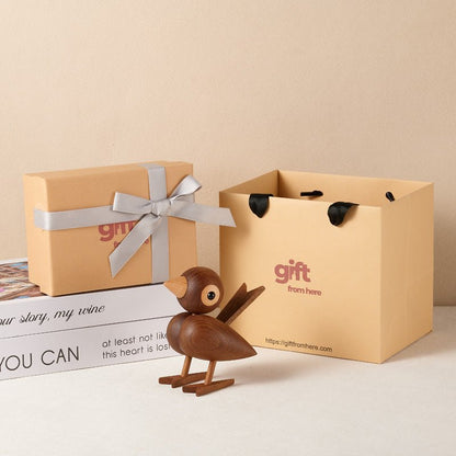 Adorable Wooden Bird Figurine Desk Decor - Gift From Here