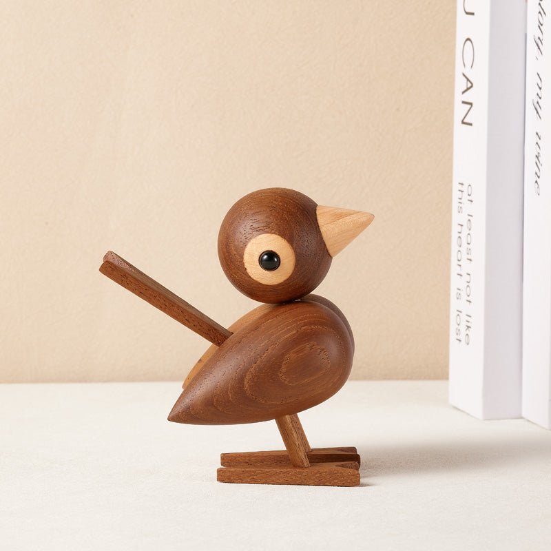 Adorable Wooden Bird Figurine Desk Decor - Gift From Here