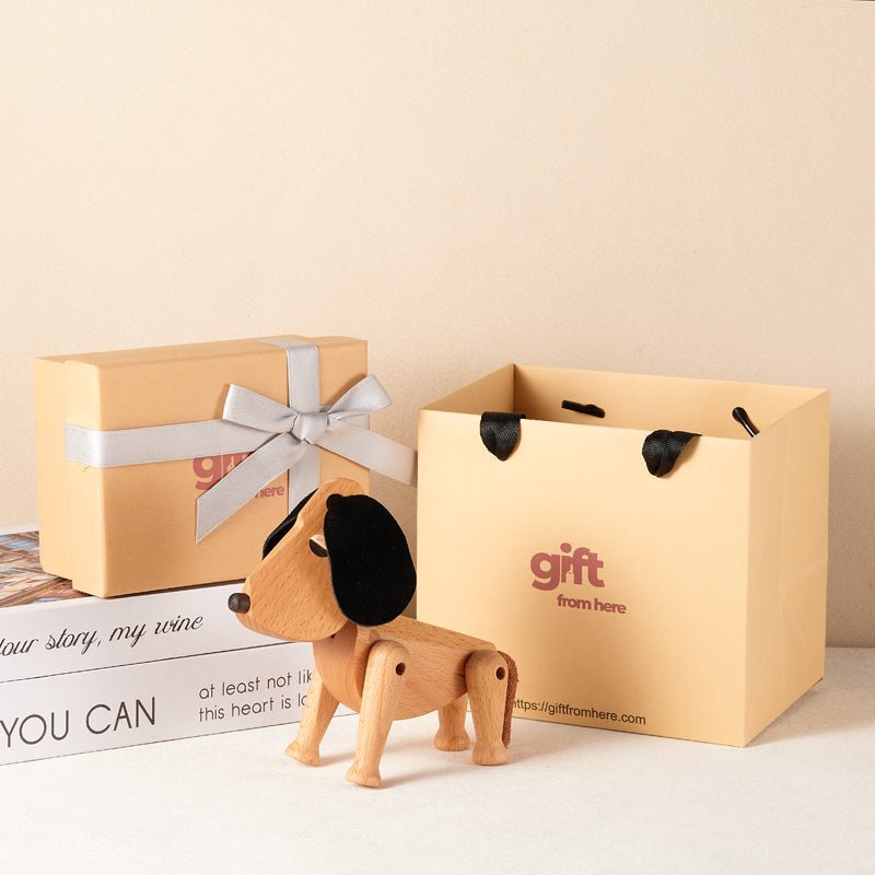 Wooden Dog Figurine Ornament