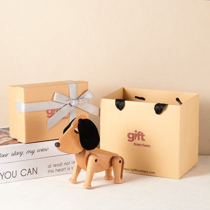 Wooden Dog Figurine Ornament