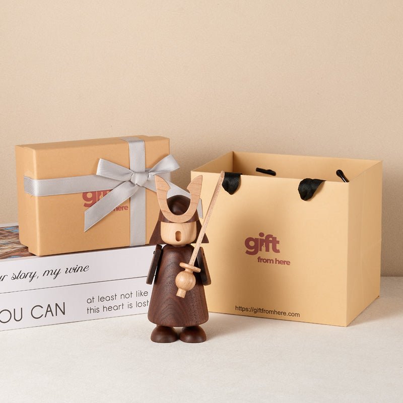 Wooden Samurai Figurine Ornament