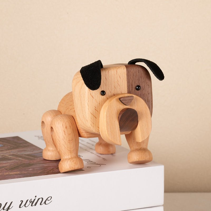 Adorable Wooden Dog Figurine Ornament - Gift From Here