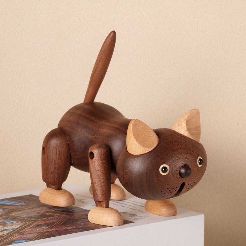 Wooden Cat Figurine Ornament - Gift From Here