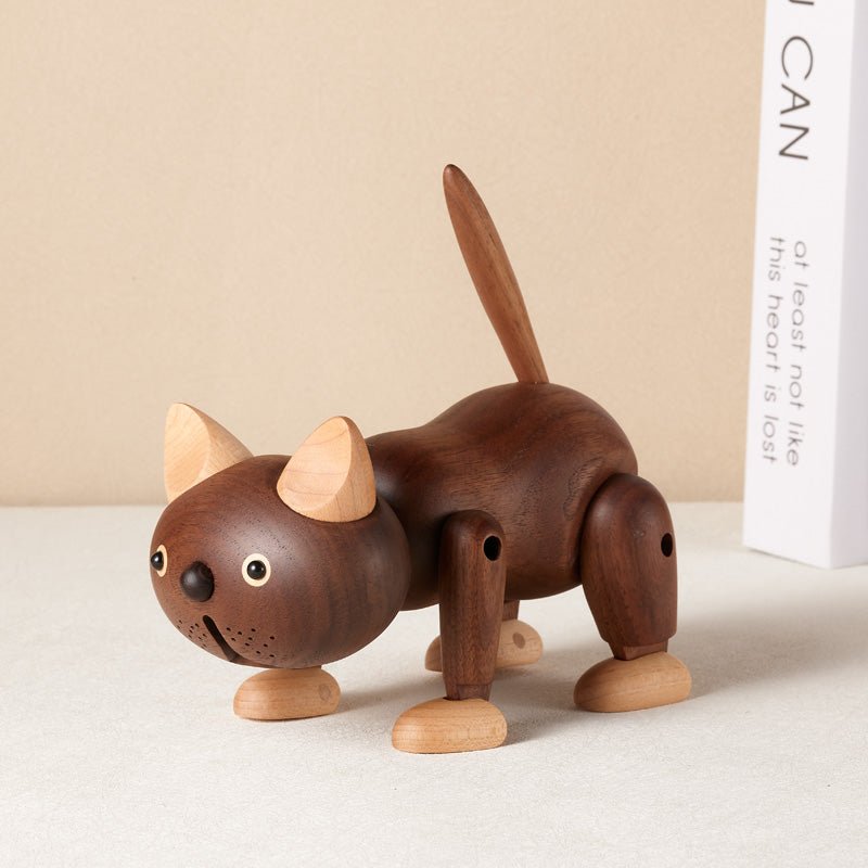 Wooden Cat Figurine Ornament - Gift From Here