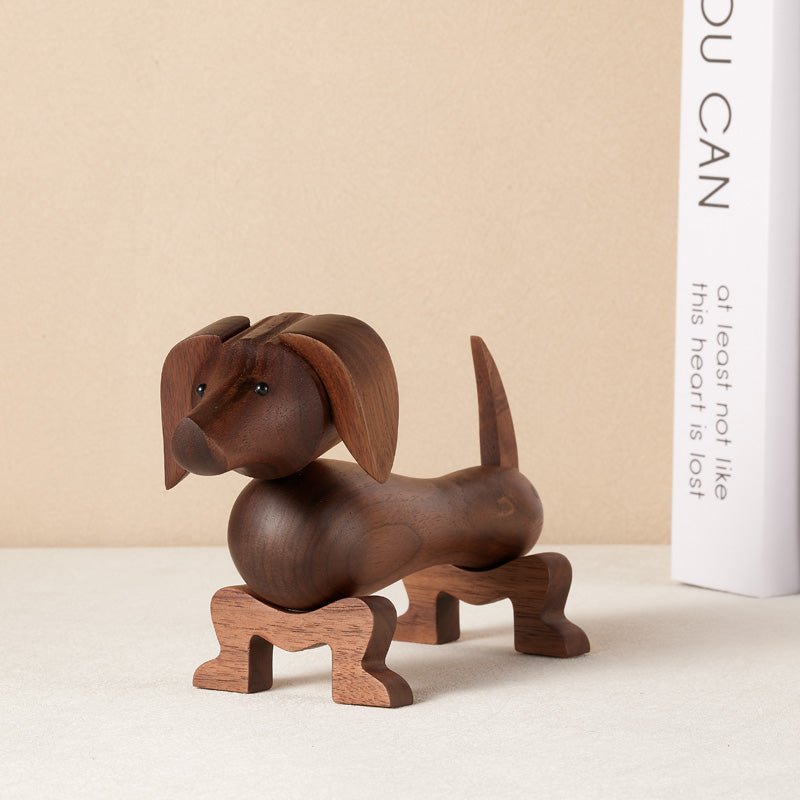 Wooden Dachshund Dog Figurine Ornament - Gift From Here