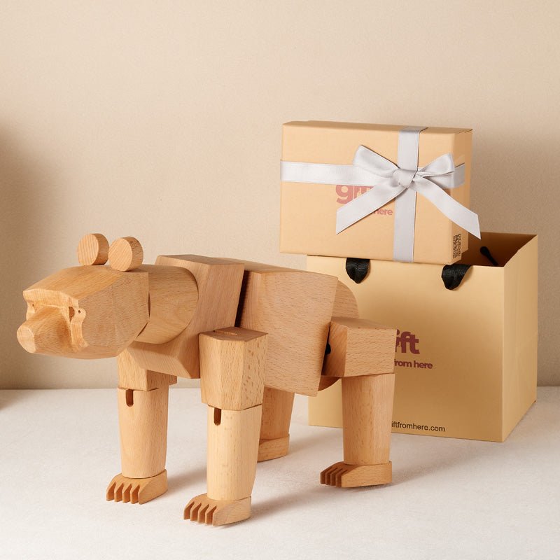 Wooden Bear Figurine Ornament