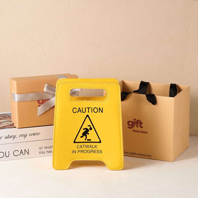 Yellow Caution Sign Crossbody Bag - Gift From Here