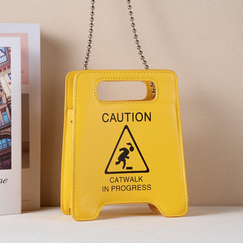 Yellow Caution Sign Crossbody Bag - Gift From Here