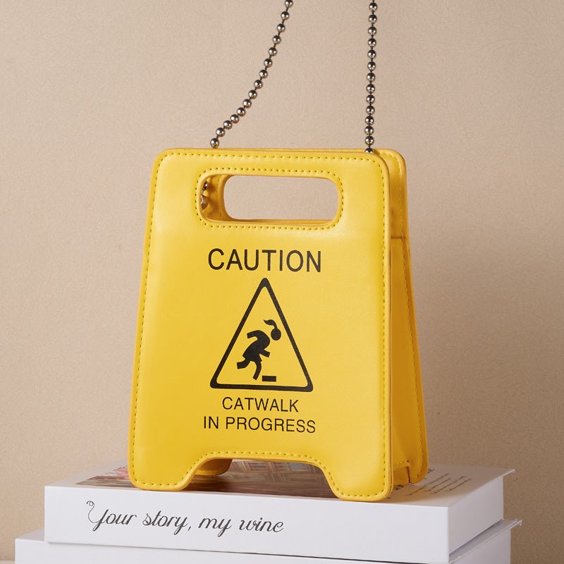 Yellow Caution Sign Crossbody Bag - Gift From Here