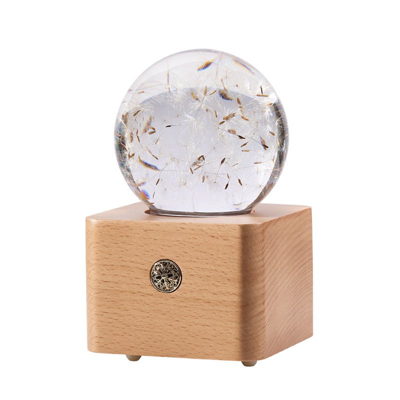 Dandelion Crystal Ball Wooden Music Box - Gift From Here