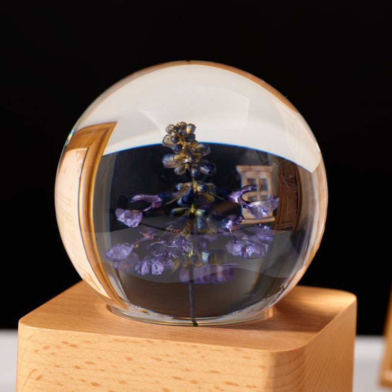 Purple Lavender Crystal Ball Wooden Music Box - Gift From Here