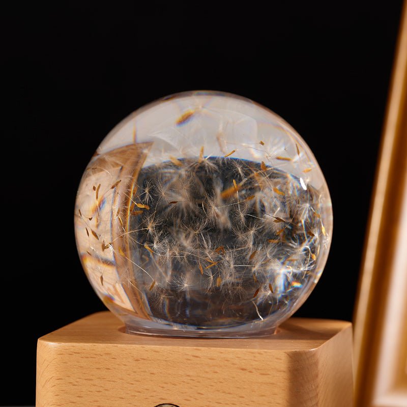 Dandelion Crystal Ball Wooden Music Box - Gift From Here