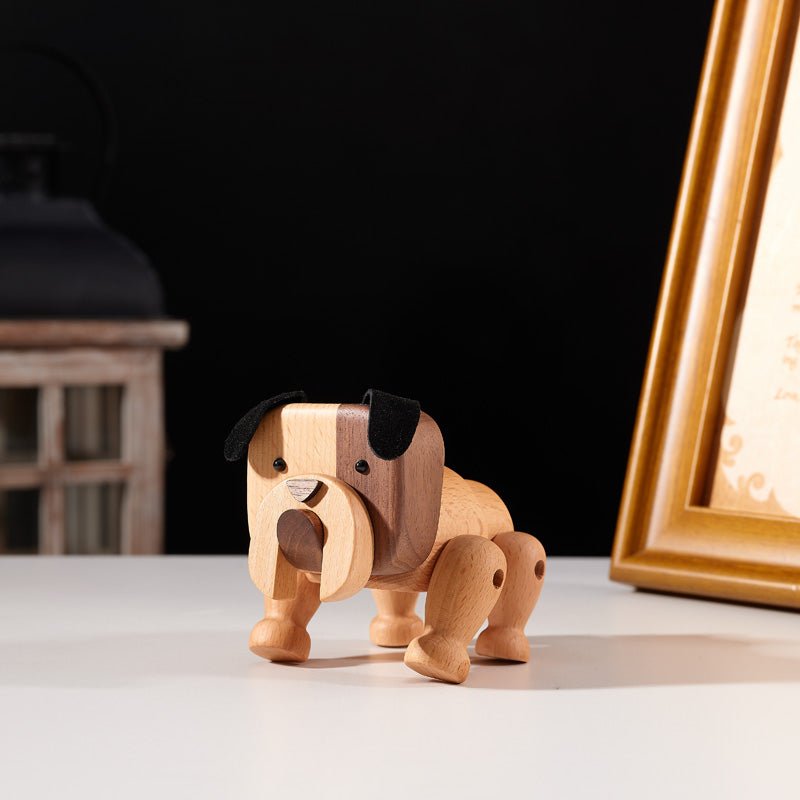 Adorable Wooden Dog Figurine Ornament - Gift From Here