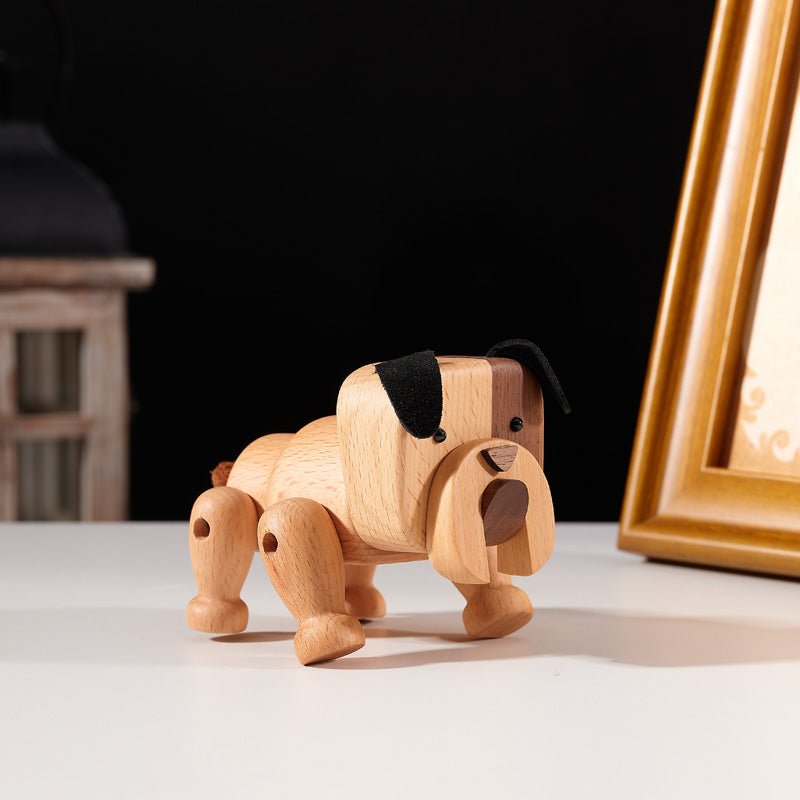 Adorable Wooden Dog Figurine Ornament - Gift From Here