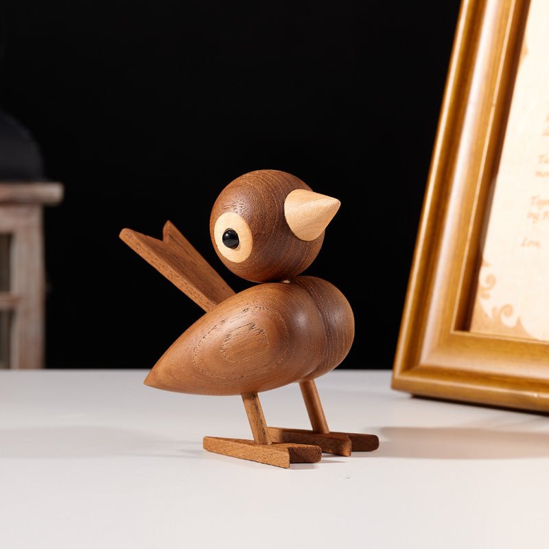 Adorable Wooden Bird Figurine Desk Decor - Gift From Here