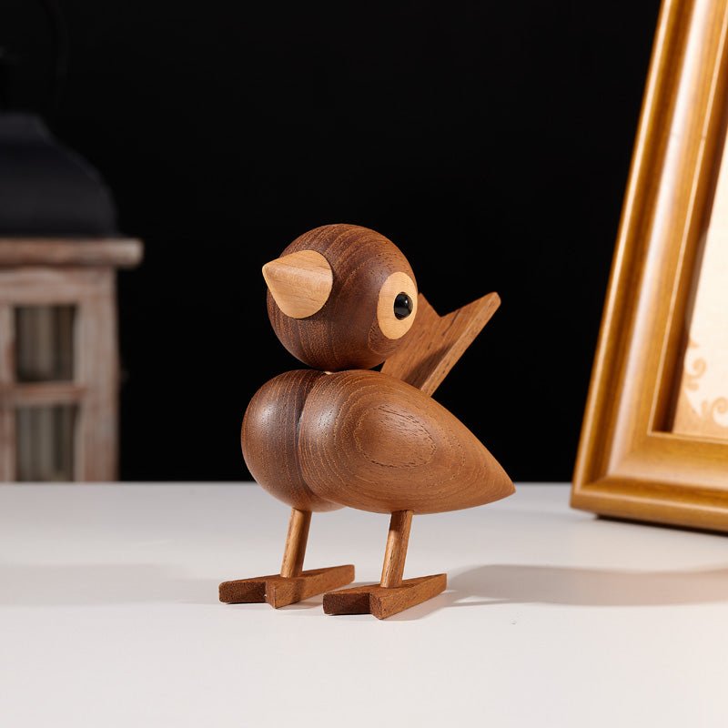Adorable Wooden Bird Figurine Desk Decor - Gift From Here